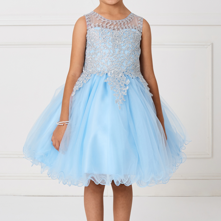 Infant Pageant Dress with Gold Lace
